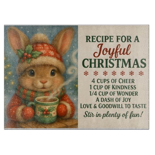 Joyful Christmas Bunny Cutting Board Snijplank (Voorkant)