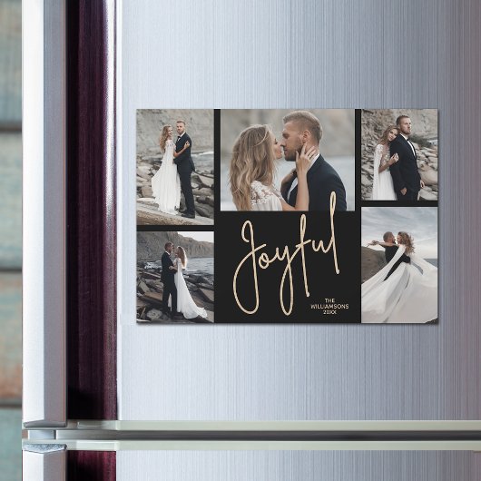 JOYFUL Christmas Photo Collage Carte magnétique