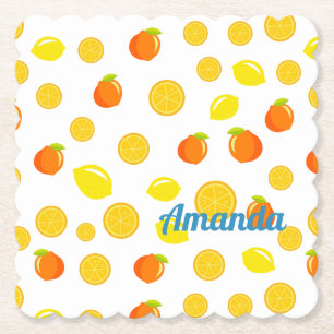 Joyful Citrus: Lemons & Sinaasappels Kartonnen Onderzetters