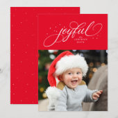 Joyful classic kerstfoto rood Vakantie Kaart (Voorkant / Achterkant)