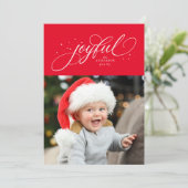 Joyful classic kerstfoto rood Vakantie Kaart (Staand voorkant)