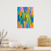 Joyful Colorful Abstract Painting Print (Keuken)