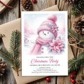 Joyful Coquette Snowman Editable Christmas Invite Kaart