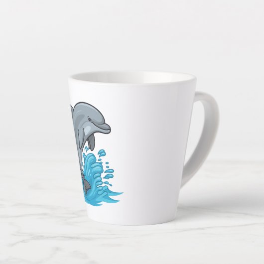 Joyful Dolphin Splash - Latte Mug (Angle droit)