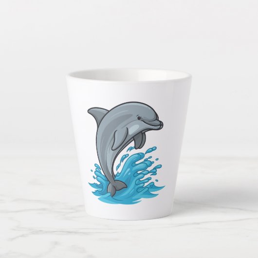 Joyful Dolphin Splash - Latte Mug (Devant)