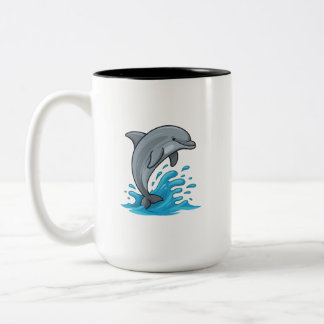 Joyful Dolphin Splash - Mug Tweekleurige Koffiemok