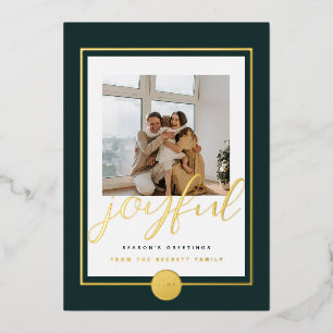Joyful Elegant Gold Family Photo Folie Holiday Kaa Folie Feestdagenkaart