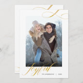 Joyful Elegant Script Photo met Kerstmis Feestdagenkaart (Voorkant / Achterkant)