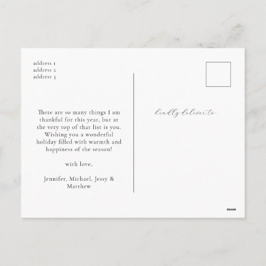 Joyful Elegant Winter Botanicals Photo Feestdagenkaart (Achterkant)