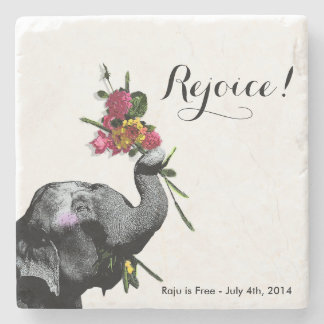 Joyful Elephant - Leef voor de Dag! Stenen Onderzetter