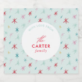 JOYFUL FAMILY moderne getekende feestelijke ster k Sparkling Wijnetiket (Enkel label)