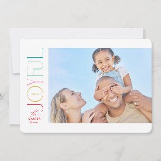 JOYFUL FAMILY PHOTO modern elegant font colorful Feestdagenkaart