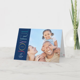 JOYFUL FAMILY PHOTO modern elegant navy colorful Feestdagen Kaart