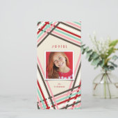 Joyful Feestelijke Kleurrijke & Leuke Ribbon Strip Feestdagenkaart (Staand voorkant)