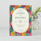 Joyful Floral Wedding Invitation (Debout devant)