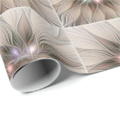 Joyful Flower Abstract Beige Brown Floral Fractal Cadeaupapier (Rol Hoek)