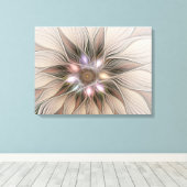 Joyful Flower Abstract Beige Brown Floral Fractal Canvas Afdruk (Insitu (Houten vloer))