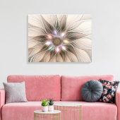 Joyful Flower Abstract Beige Brown Floral Fractal Canvas Afdruk (Insitu (Woonkamer))