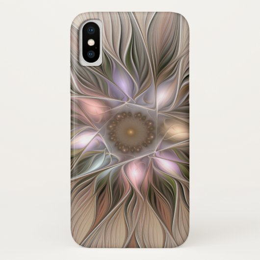 Joyful Flower Abstract Beige Brown Floral Fractal Case-Mate iPhone Case (Achterkant)
