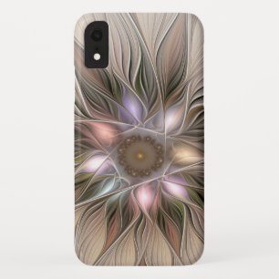 Joyful Flower Abstract Beige Brown Floral Fractal iPhone XR Hoesje