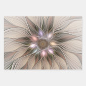 Joyful Flower Abstract Beige Brown Floral Fractal Inpakpapier Vel (Voorkant 3)