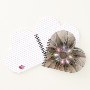 Joyful Flower Abstract Beige Brown Floral Fractal Notitieboek