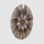 Joyful Flower Abstract Beige Brown Floral Fractal Ornament (voorkant)