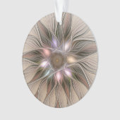 Joyful Flower Abstract Beige Brown Floral Fractal Ornament (voorkant)
