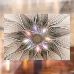 Joyful Flower Abstract Beige Brown Floral Fractal Raamsticker