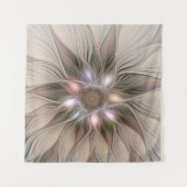 Joyful Flower Abstract Beige Brown Floral Fractal Wandkleed (Voorkant)