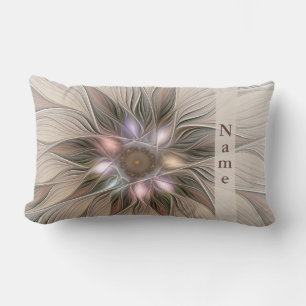 Joyful Flower Abstract Beige Brown Fractal Name Kussen