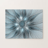 Joyful Flower Abstract Blue Gray Floral Fractal Legpuzzel (Horizontaal)