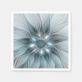 Joyful Flower Abstract Blue Gray Floral Fractal Servet (Voorkant)
