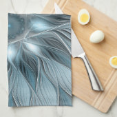 Joyful Flower Abstract Blue Gray Floral Fractal Theedoek (Quarter Fold)