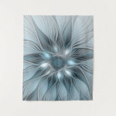 Joyful Flower Abstract Blue Gray Floral Fractal Wandkleed (Voorkant)