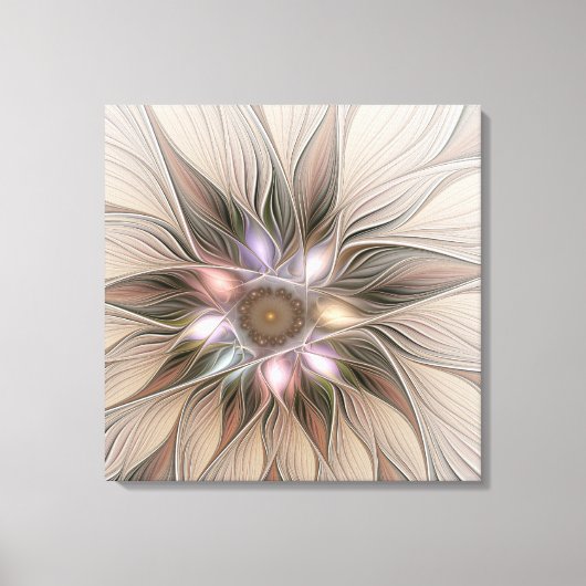 Joyful Flower Abstract Floral Fractal Art Triptych Canvas Afdruk (Voorkant)