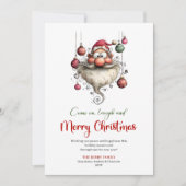 Joyful Funny Santa Playful Red Green Greeting Feestdagenkaart (Voorkant)