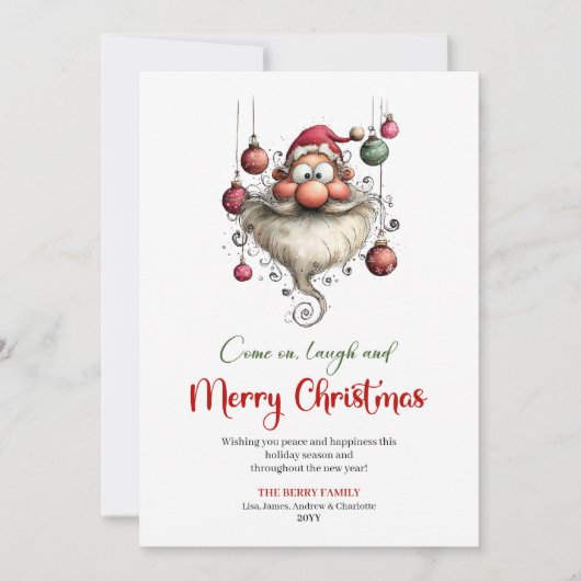 Joyful Funny Santa Playful Red Green Greeting Feestdagenkaart (Voorkant)