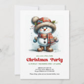 Joyful funny snowman invite festive party digital kaart (Voorkant)