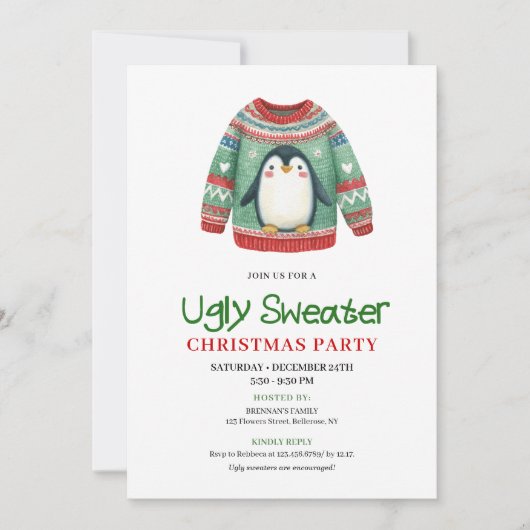Joyful Funny Ugly Sweater Xmas Invitation (Devant)