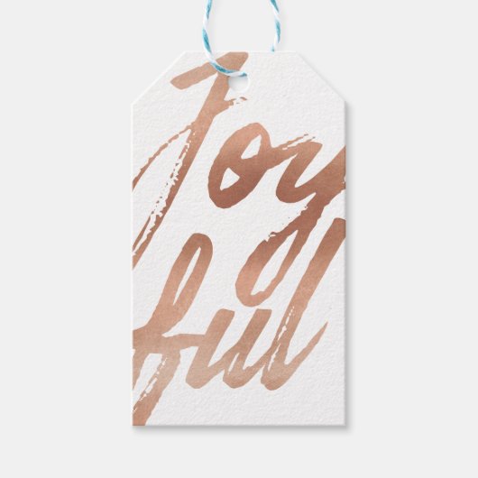 Joyful Gold Brush Script Typografie Vakantie Cadeaulabel (Voorkant)