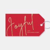 JOYFUL Gold Faux Folie Red Gift Labels Cadeaulabel (Voorkant (Horizontaal))