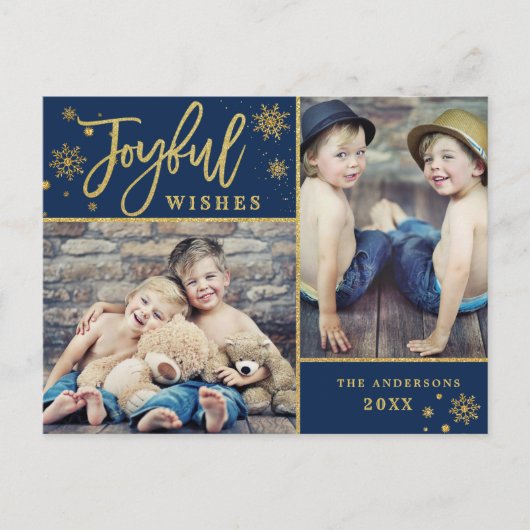 Joyful Gold Lijst Moderne Manuscript 2 van de FOTO Briefkaart (Voorkant)
