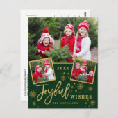 Joyful Gold Lijst Moderne Script 3 FOTO Greep Briefkaart (Voorkant / Achterkant)