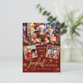 Joyful Gold Lijst Moderne Script 3 FOTO Greep Briefkaart (Staand voorkant)