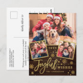 Joyful Gold Lijst Moderne Script 3 FOTO Greep Briefkaart (Voorkant / Achterkant)