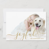 Joyful Gold Script moderne Carte photo de vacances (Devant)
