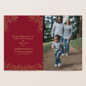 Joyful Gold Winter Berries Red Kerstfoto Folie Kaarten (Binnen)