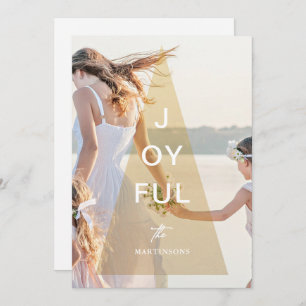 Joyful Golden Yellow kerstboombekleding Feestdagenkaart