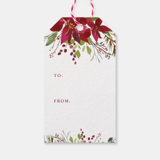 Joyful Greenery Custom Photo Merry Kerstmis Cadeaulabel (Achterkant)